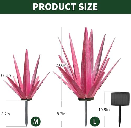 KODIBO Large Metal Agave Plant Outdoor Decor with Solar Light, Dark Blue - Image 2