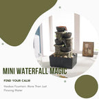 Haobos Indoor Waterfall Fountain 4-Tier Cascading Bowl Home Décor Relaxation Water Zen Meditation Tabletop Fountain Artistic Desk Fountains with LED/Rocks Home/Office Decoration - Image 4