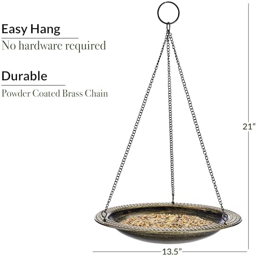 Aged Brass Beaded Hanging Bird Bath, Small 13" Diameter - Image 5