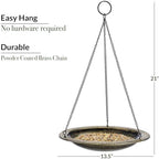 Aged Brass Beaded Hanging Bird Bath, Small 13" Diameter - Image 5