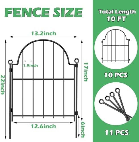 Blingluck Decorative Garden Fence, 17in(H) x 10.8ft(L), with Ground Stake - Image 2