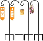 Gtongoko 32 Inch Shepherd Hooks for Outdoor 4 Pack, Adjustable Garden Hooks for Hanging Plants, Lanterns, Solar Lights, Mason Jars & Wedding Decor, Matte Black Decorative Shepherd’s Hooks by Gtongoko