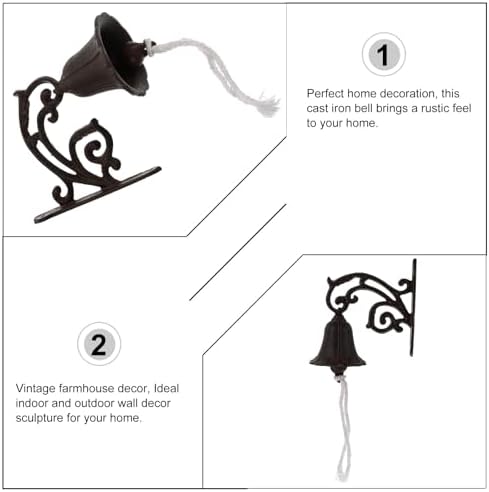 Cast Iron Hanging Bell Rustic Wall Decor Xmas Indoor Outdoor - Image 7