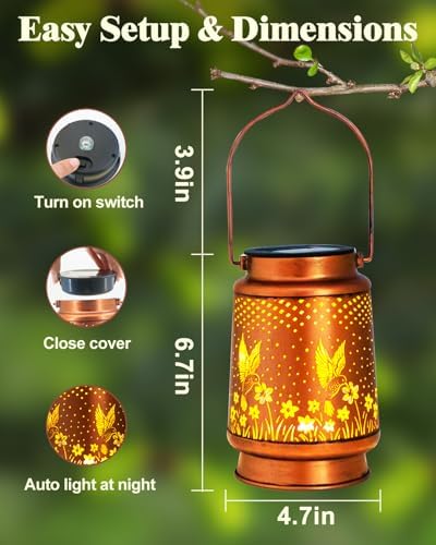DIBIEECN Birthday Gifts for Women, Solar Lanterns, Hummingbird, 2 Pack - Image 4