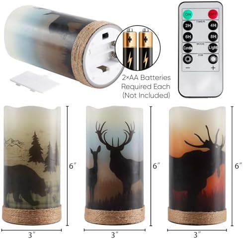 Homemory Christmas Real Wax Flameless LED Pillar Candles with Timer Remote - Image 6