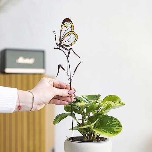 Stained Glass Butterfly Suncatcher – Handcrafted Decorative Stake Adornment for Indoor & Outdoor – Lovely Garden Decor – Glass Artwork for Flowerpot Decoration - Image 5
