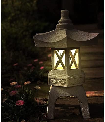Buddha Statue,Garden Decoration Ornament Solar Pagoda Garden Yard Sculpture Lantern Zen Asian Decor Light for Patio Jardin - Image 4