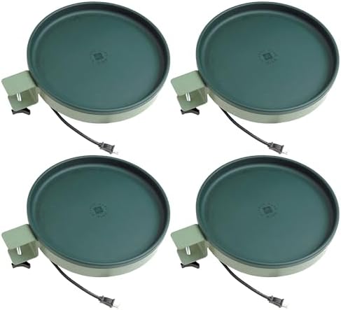 Farm Innovators BD-75 All-Season 3-in-1 Outdoor 14-Inch Heated Birdbath with 3 Mounting Options, 75 Watts, Green/Light Green (4 Pack) by FarmInnovatorsInc