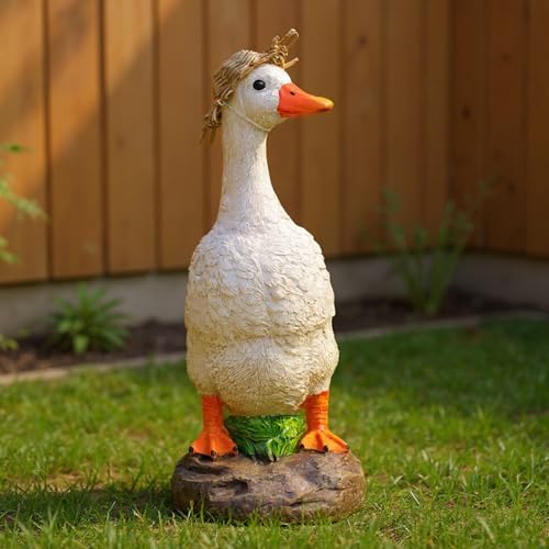 Funny Duck Outdoor Statue, Resin Garden Lawn Yard Decor, Figurine Sculpture Ornament for Porch Patio Flower Bed Home Bookshelf, 11.6" H × 5.5" L × 5.5" W - Image 5