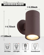 Ken & Ricky Modern Aluminum Outdoor Wall Sconce Lights,Brown Color,2 Pack - Image 3