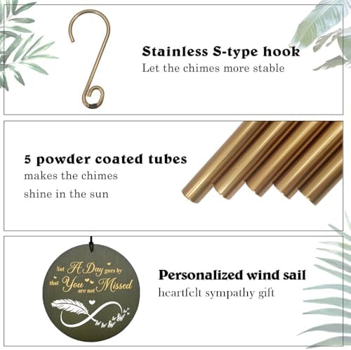 Personalized Memorial Wind Chimes Feather Mourn Wind Chimes - Image 3