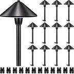 SUNVIE 12-Pack 7" Low Voltage Path Lights 3W 12-24V Black Cast-Aluminum by SUNVIE