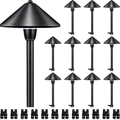 SUNVIE 12-Pack 7" Low Voltage Path Lights 3W 12-24V Black Cast-Aluminum by SUNVIE