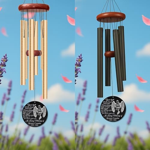 Personalized Firefighter Angel Memorial Wind Chime with Custom Name and Memorial Years, in Loving Memory Tribute, Fire Department Remembrance Sympathy Gift, Outdoor Garden Patio Porch Décor - Image 3