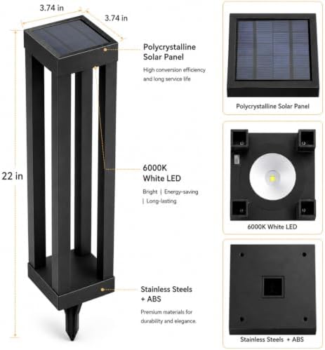 Outdoor Solar Pathway Lights, Modern Landscape Floor Lamps, 4-Pack - Image 3