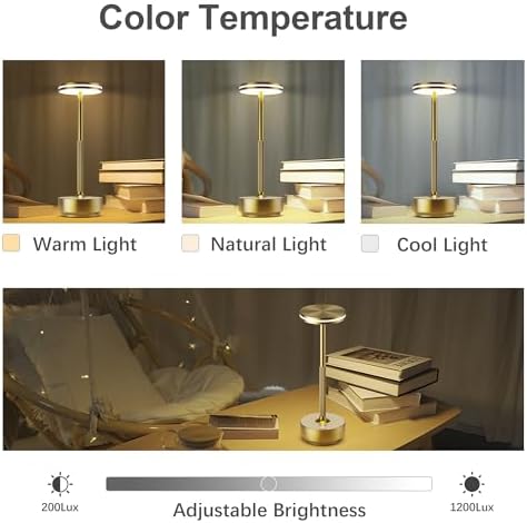 Hapfish Rechargeable Cordless Table Lamps, 5000mAh Battery Operated Lamp - Image 4