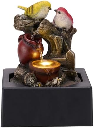 TERESA'S COLLECTIONS Tabletop Water Fountain Bird LED Pump Indoor 9.4“ - Image 2