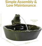 Sunnydaze 7" Ceramic Solar Powered Garden Water Fountain, Frog Spout, Green - Image 6