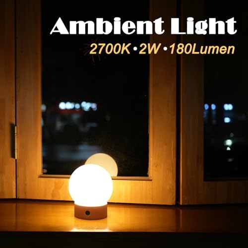 WEILAILUX Small Shower Lamp Waterproof, Cordless Globe Table Lamp (Black) - Image 4