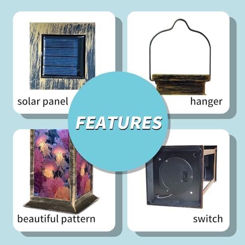 Solar Lantern Graceful Jellyfish Floating Vibrant Coral Glass Art Outdoor Waterproof Garden Hanging Lantern Solar Powered Lighting Outside Table Lamp for Patio Deck Camping 1 Pack - Image 4