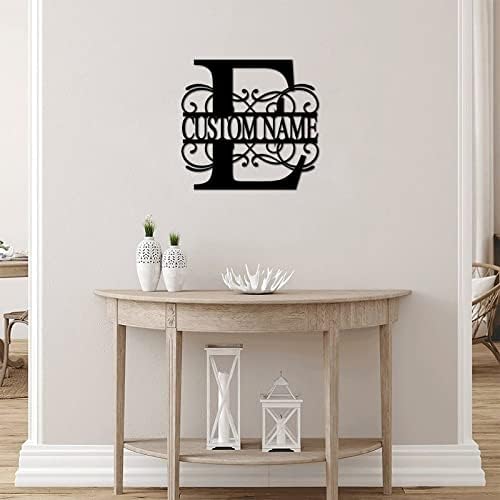 Metal Sign E Custom Name Initial Letter Monogram Personalized Metal Address Sign Plaque Modern Laser Cut Metal Wall Sculpture Artwork Sign for Office Front Door Entryway Cabin Decor 18 Inch - Image 4