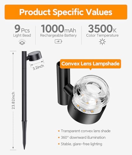 ELECLINK 8 Pack Solar Pathway Lights Outdoor, Adjustable Solar Powered Garden Lights with Bigger LED Lens, Auto On/Off Outdoor Waterproof Solar Lights for Yard Patio Lawn Sidewalk Walkway Driveway - Image 6