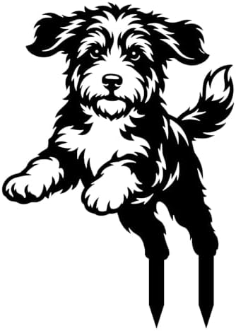 Dog Metal Garden Stake - Weatherproof Dog Silhouette Yard Art, Decorative Outdoor Sign for Lawn & Patio, Heartfelt Gift for Soft Bernedoodle Lovers(Jump,14") by VORISCAPE