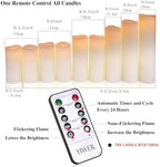YIWER Flameless Candles Battery Operated Candles 4" 5" 6" 7" 8" 9" Set of 9 Ivory Real Wax Pillar LED Candles with 10-Key Remote and Cycling 24 Hours Timer - Image 4