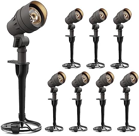 GOODSMAN Landscape Lighting 8PK Low Voltage Landscape Lights Led Low Voltage Landscape Spotlights 4.5W 205 Lumen Floodlights with Cable Connectors Metal Stakes 9127-96603-08A by GOODSMANN