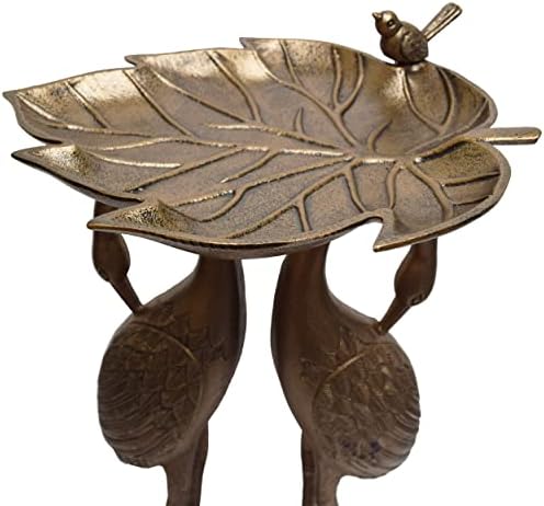 Oakland Living 5608-AB Antique Bronze Cranes & Lily Aluminum Birdbath - Image 2