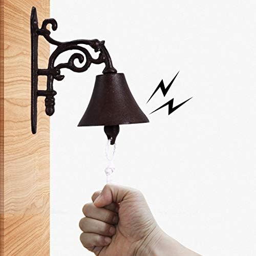 1 Set Cast Iron Wall Hanging Bell,Christma Bells Welcome Ship Bell Hand Shaking Doorbell, Wall Mounted Dinner Bell, Metal Wall Art Decoration for Indoor Outdoor Garden Home - Image 5