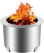 21.5-28.5" Smokeless Outdoor Fire Pit Stove Wood Campfire Grill for Outside Stainless Steel,Silver,21.5 Inch by Unknown