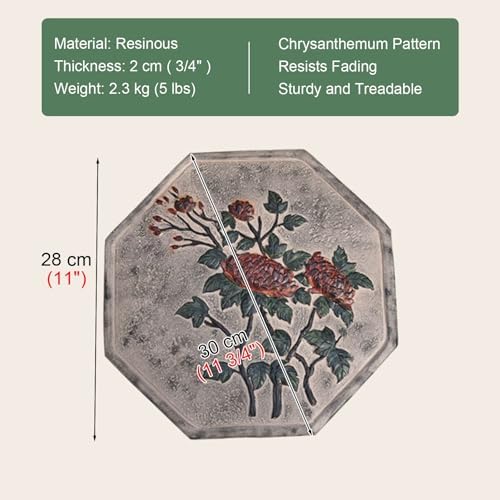 Kunovo Oriental Style Stepping Stone for Decor, Eco-Friendly Resinous Garden Step Stones, Octagonal Courtyard/Path/Lawn/Backyard Decorative Stone (Size : Chrysanthemum), 58741 - Image 4