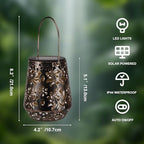 Edenseelake 2 Pack Solar Hanging Lanterns Outdoor Waterproof, Metal Flower Solar Lights, Decorative LED Lantern for Garden, Patio, Porch, Yard, Lawn, Bronze - Image 2