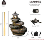 25.2" H 4 Tiered Pagoda and Imitation Rock Outdoor Water Fountain - Natural Zen Decor with LED Lights fits for Outdoor&Indoor Water Fountain, Suitable for Garden/Patio/Yard/Deck/Balcony （Resin） - Image 2