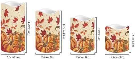 Fall Maple Leaf Pumpkin Flickering Flameless Candles with Remote LED Pillar Candles Battery Operated with Timer Color Changing Electric Candles for Thanksgiving Day Home Kitchen Decor - Image 2