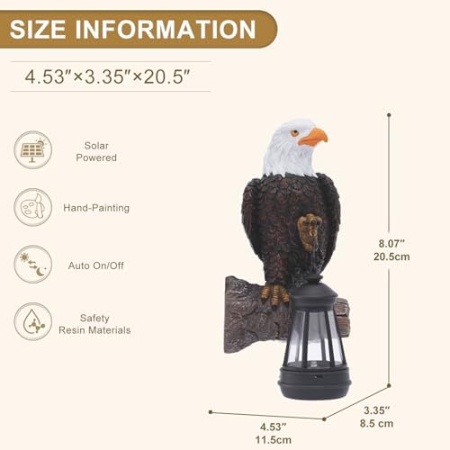 Solar Eagle Tree Decor Outdoor, Hanging Eagle Statue with Lantern - Image 2