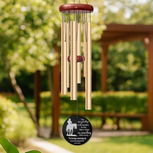 Personalized Cowboy Memorial Wind Chime – “The Last Goodbye is the Hardest to Say” Custom Name & Years – Western Sympathy Gift for Loss of Loved One – Outdoor Remembrance Windchime Tribute - Image 6