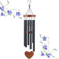 Black Metal Wind Chimes Outdoor Large, Modern Aluminum Deep Tone Tubes, Decorative Hanging Wind Chime for Patio Garden Porch Yard Balcony, Stylish Home Decor by ABEICO