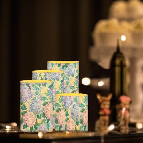Flameless Candles with Remote and Timers Hydrangea Floral Flickering Battery Operated Candles 4 Pack Flameless LED Pillar Lights for Home Decoration - Image 4