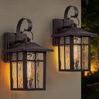 2 Pack Dusk to Dawn Outdoor Wall Lights, Brown Porch Lanterns by Lawyettle