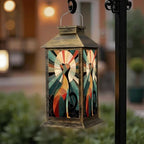Solar Lantern Glowing Mandala Cat Stained Outdoor Waterproof Garden Hanging Lantern Solar Powered Lighting Outside Solar Light for Patio Yard Camping, Gifts for Women Mom - Image 6