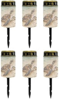 Poceacles Solar Candle Cemetery Solar Lights for Grave LED Garden Flameless Powered Pathway Lights Outdoor Waterproof with Dusk to Dawn Sensor, Sea Turtle Beach Print, 6 Pack by Poceacles