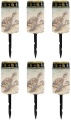 Poceacles Solar Candle Cemetery Solar Lights for Grave LED Garden Flameless Powered Pathway Lights Outdoor Waterproof with Dusk to Dawn Sensor, Sea Turtle Beach Print, 6 Pack by Poceacles