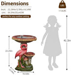 2-in-1 Solar Bird Bath and Wild Bird Feeder, Freestanding Flamingo Garden Statues Outdoor Decor, Solar Water Fountain with Shallow Basin for Small Birds Backyard Patio Ornament, 22.2" H - Image 2