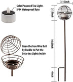 Solar Pathway Lights Outdoor, Rust Iron Ball Candle Holder Stake with Flickering Solar Powered Tea Lights, Perfect Decorative Garden Lighting for Yard Lawn Patio Landscape Decor Outside-4Pack - Image 3