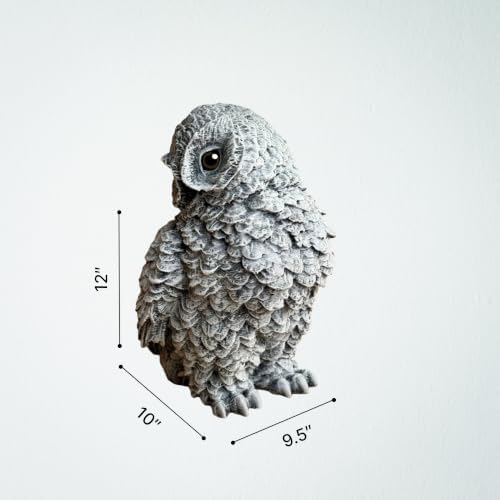 OLOMA Concrete Owl Garden Statue Handmade Cement Hooter Sculpture Outdoor Night Bird Garden Figurine Lawn Ornament Patio Porch Decor Flower Bed Accent Backyard Landscape Sculpture Owl Lover Gift - Image 4