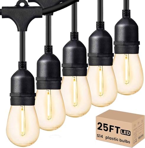 Svater Outdoor String Lights LED 24 FT S14 LED Edison Vintage Waterproof by Svater