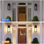 Modern Outdoor Wall Lantern, Weatherproof Exterior Porch Light, Matte Black Light Fixture with Clear Glass, Single E26 Socket Outdoor Wall Sconce for Patio, Front Door, House Decor - Image 4