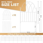 Garden Fence Panels - 17 in(H) x 10.56ft(L) White Metal Fence No Dig Decorative Fence with Stakes Animal Barrier Fence for Dogs, Flower Bed Edging Wire Border for Yard, Patio, Outdoor Decor - Image 2